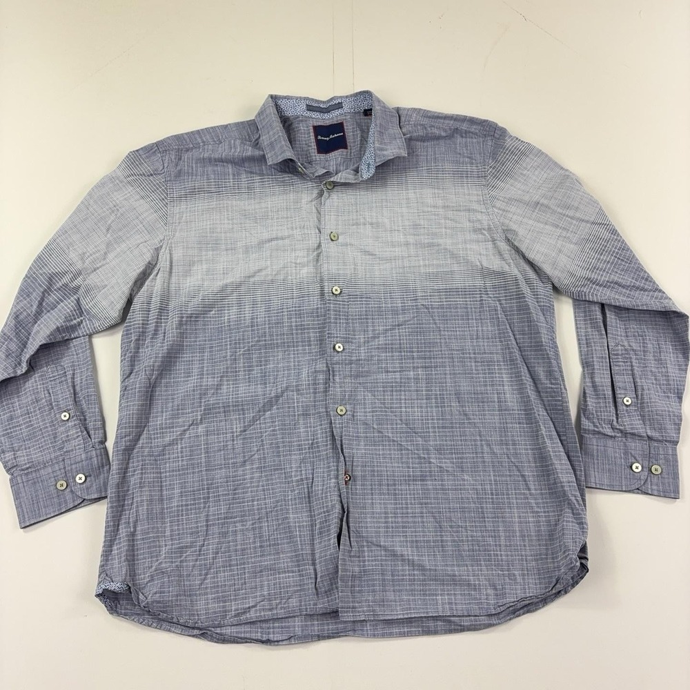 Tommy Bahama Shirt Mens XL Blue Check Long Sleeve Button Up Cotton Lightweight